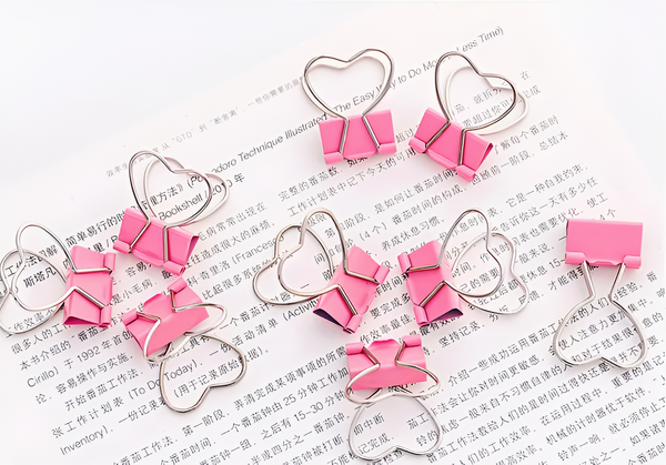 Pink Heart Shaped Binder Clip