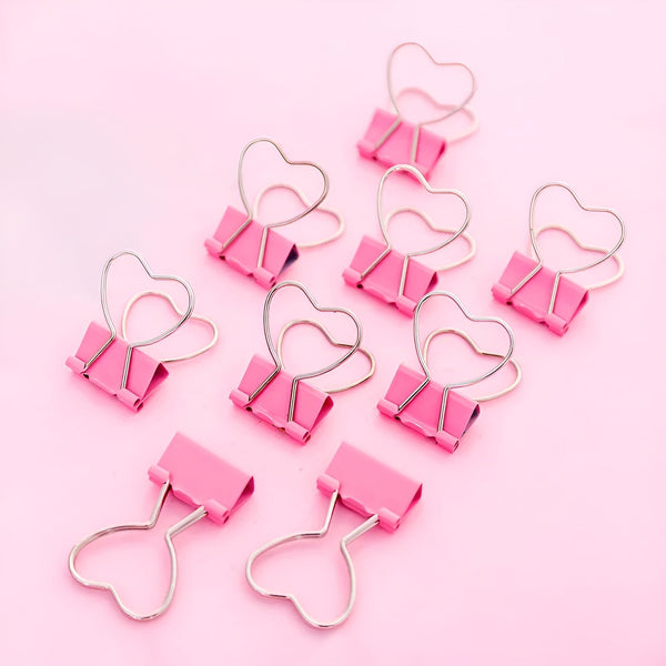 Pink Heart Shaped Binder Clip