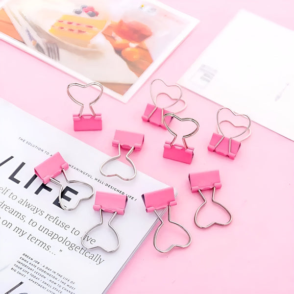 Pink Heart Shaped Binder Clip