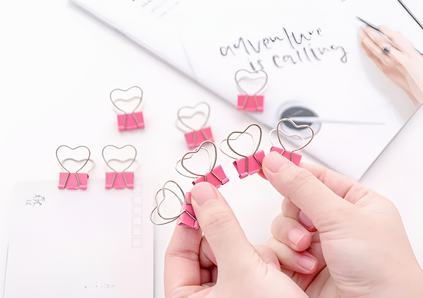 Pink Heart Shaped Binder Clip