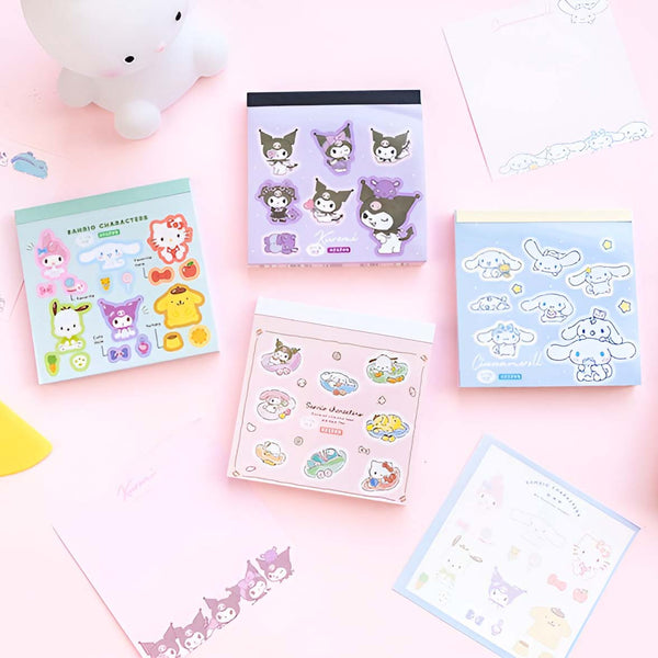Sanrio 3 Design Memo Pad + Sticker Sheet