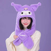 Sanrio Plush Hooded Scarf with Ears - Kuromi