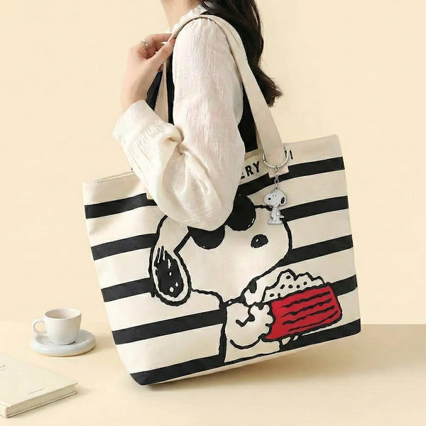 Snoopy Happy Everyday Striped Tote