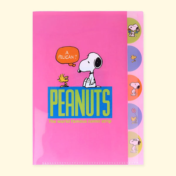 Sun-Star Peanuts Snoopy Folder With Dividers - Pink - New Limited Edition