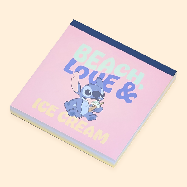 Sun-Star & Disney Stitch Memo Pad - Limited Summer Edition - Beach, Love & Ice Cream