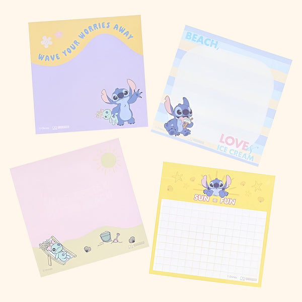 Sun-Star & Disney Stitch Memo Pad - Limited Summer Edition - Beach, Love & Ice Cream