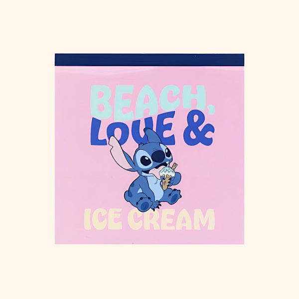 Sun-Star & Disney Stitch Memo Pad - Limited Summer Edition - Beach, Love & Ice Cream