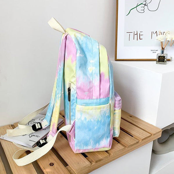 Rainbow Tie-Dye Nylon Backpack - Cotton Candy Skies
