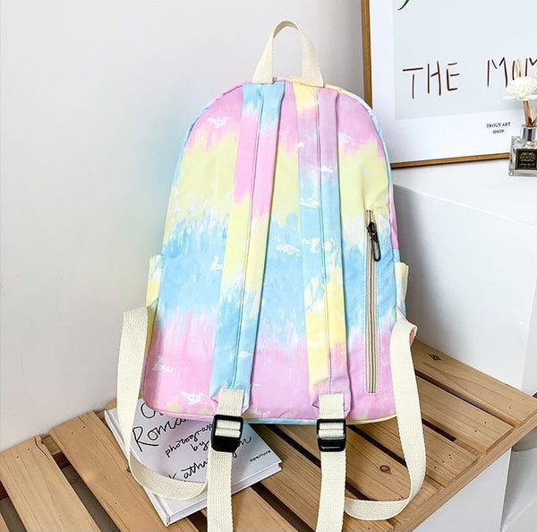 Rainbow Tie-Dye Nylon Backpack - Cotton Candy Skies