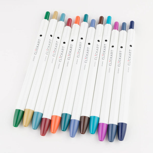 Zebra Clickart Knock Sign Pen 12 Color Set - Dark