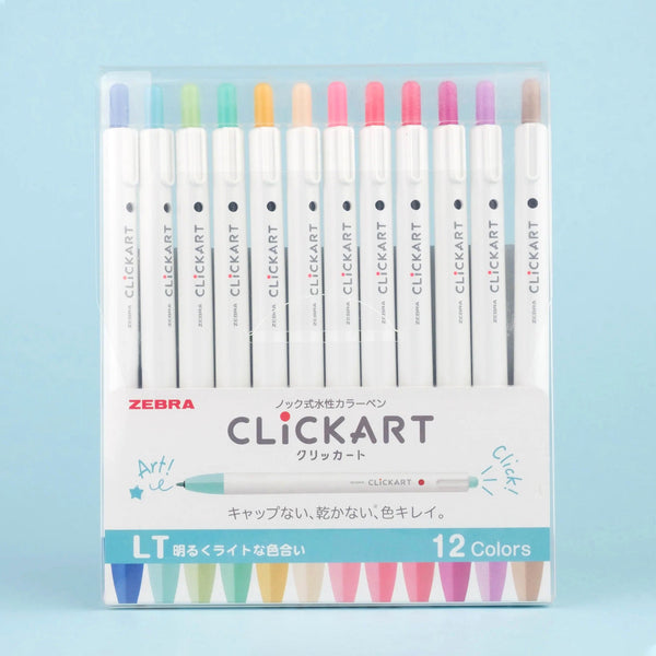 Zebra Clickart Knock Sign Pen 12 Color Set - Light