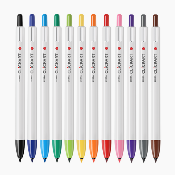 Zebra Clickart Knock Sign Pen 12 Color Set - Standard