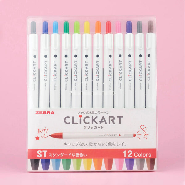 Zebra Clickart Knock Sign Pen 12 Color Set - Standard