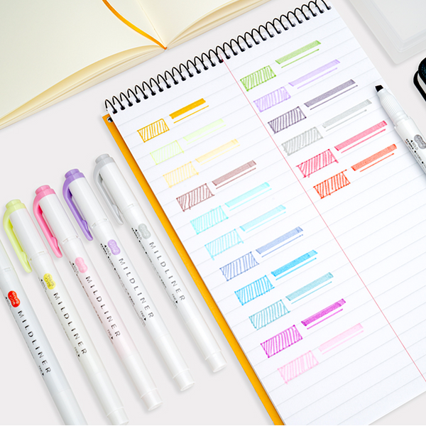 Zebra Mildliner Double Sided Highlighters - 5 Pastel Color Set