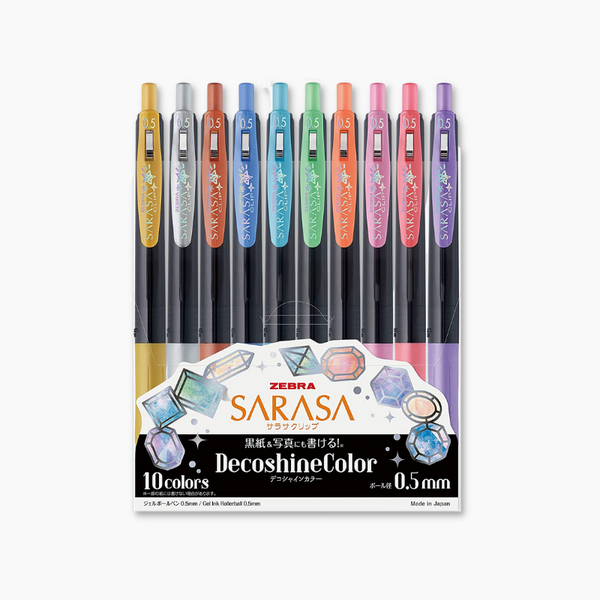 Zebra Sarasa Clip Gel Pen - Decoshine Color - 10 Color Set
