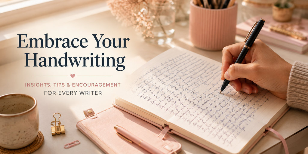 Person writing quickly with messy handwriting in a notebook at a desk