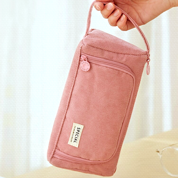 Triangle Corduroy Pencil Case (6 Colors)