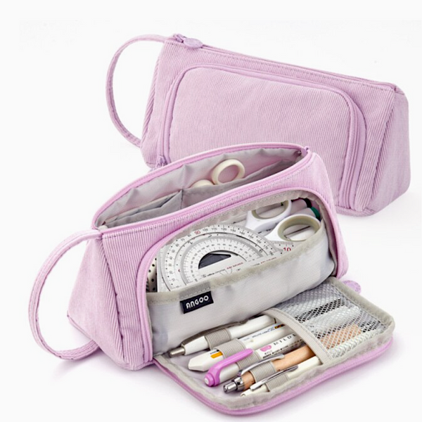 Triangle Corduroy Pencil Case (6 Colors)