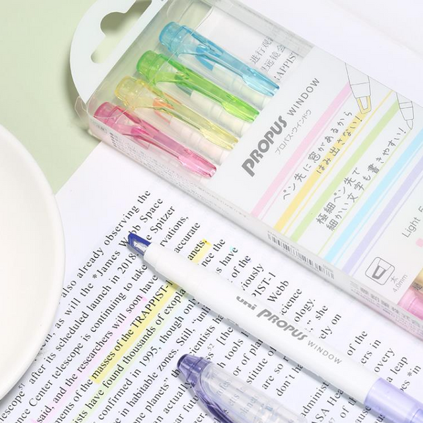 Uni Propus Window Highlighter - 5 Color Set - Light Colors