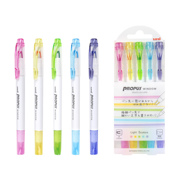 Uni Propus Window Highlighter - 5 Color Set - Light Colors