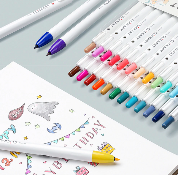 Zebra Clickart Knock Sign Pen 12 Color Set - Dark