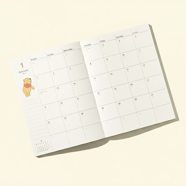 Winnie The Pooh 2026Schedule Book - Flowers - 5 IN STOCK!