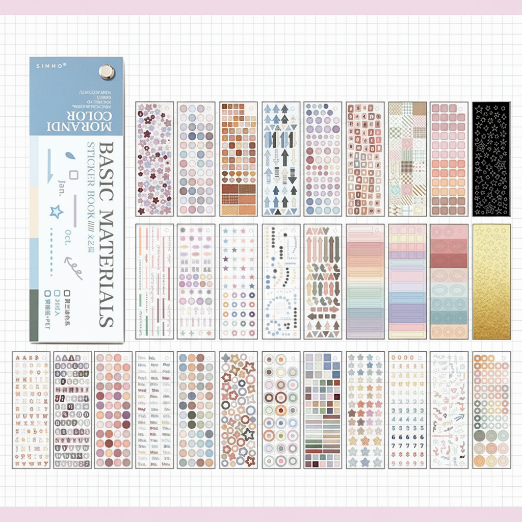 Basic Materials Sticker Book – Pastel & Neutral Palettes – Kawaii ...