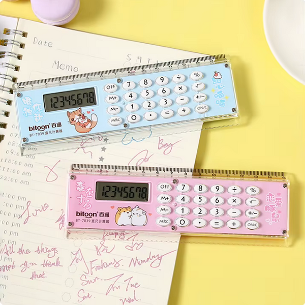 Bitoon Study Essential 2-in-1 Calculator Ruler