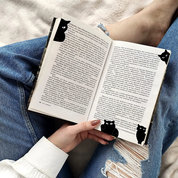 Black Cat Magnetic Bookmark - Set of 6