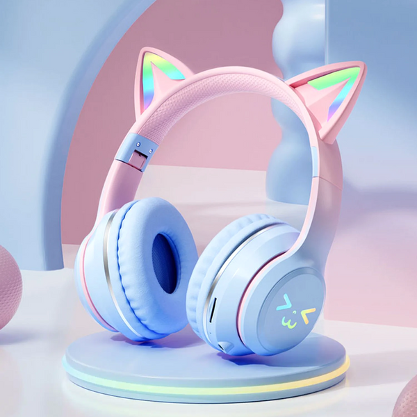 Cat Ears Colorful Glow Wireless Headset (3 Color Combinations)