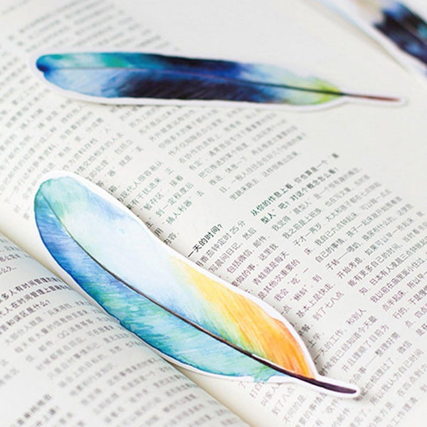 Colorful Feather Bookmarks - Set of 30
