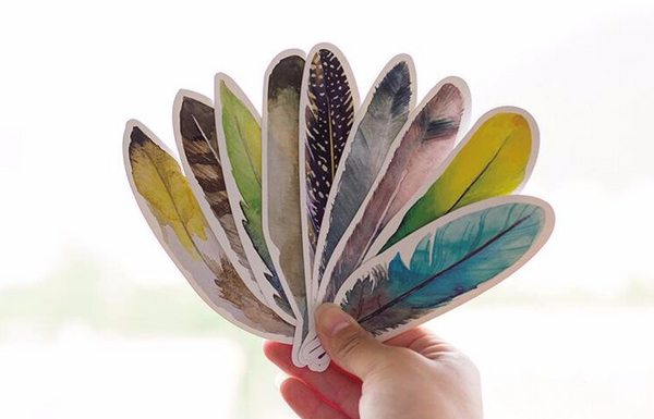 Colorful Feather Bookmarks - Set of 30