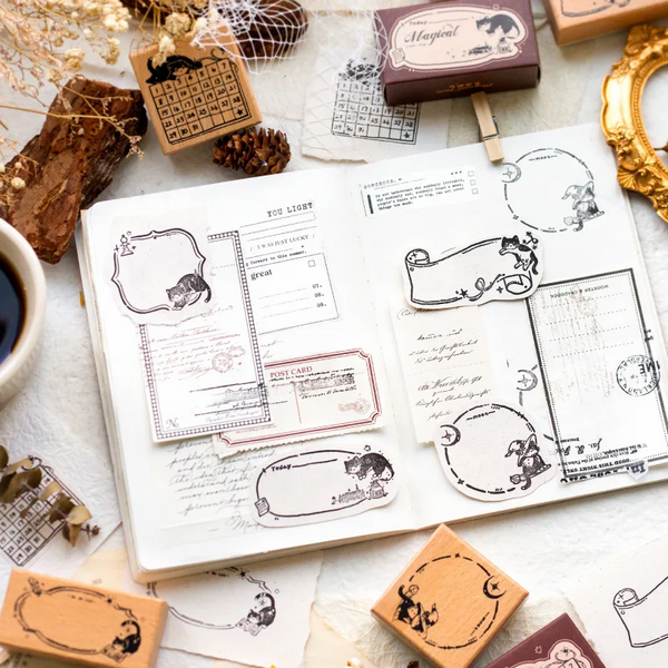 Feline Journal Wooden Stamp