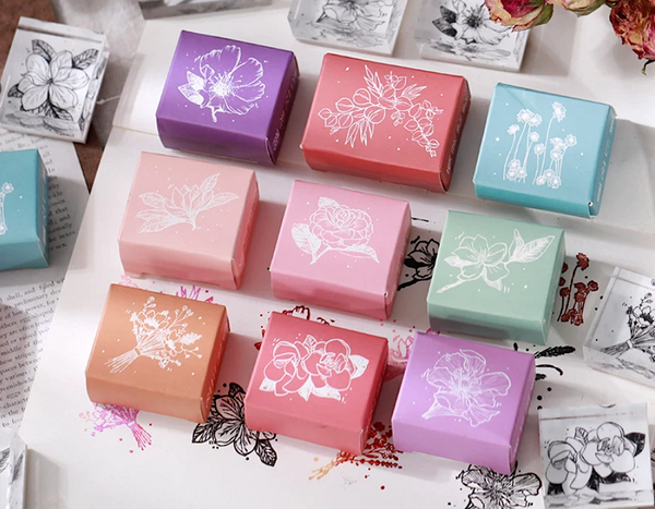 Flower Garden Rubber Stamp - Rye
