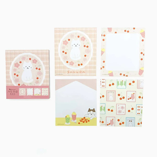 Furukawashiko 4 Designs Memo Pad - Cat & Sakura