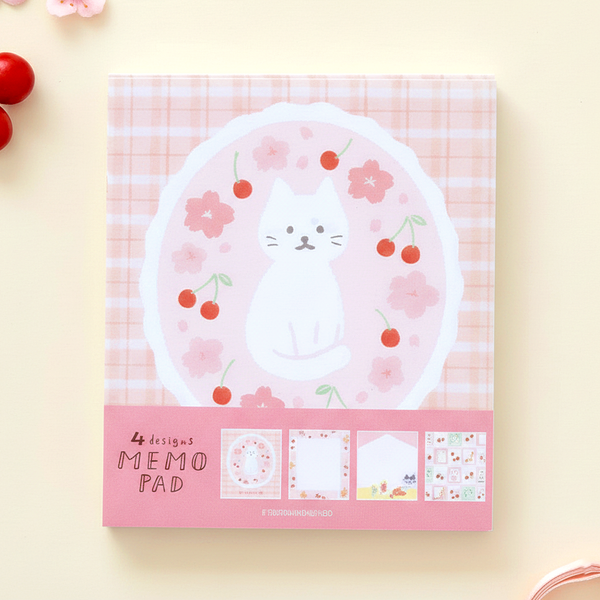 Furukawashiko 4 Designs Memo Pad - Cat & Sakura