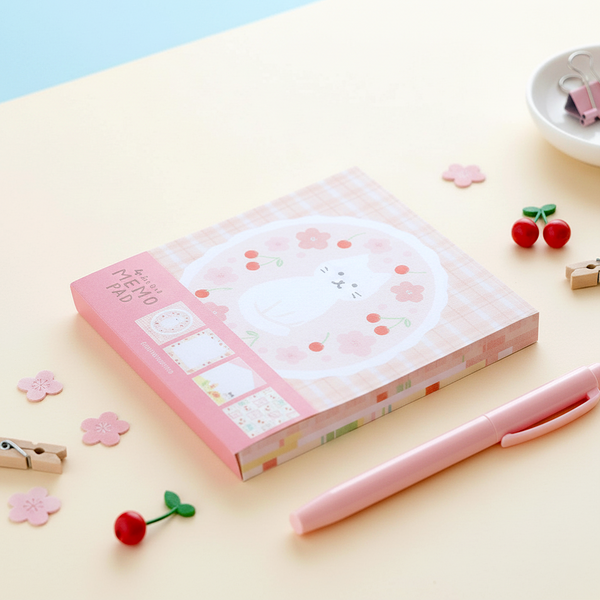 Furukawashiko 4 Designs Memo Pad - Cat & Sakura