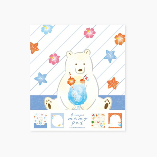 Furukawashiko 4 Designs Memo Pad - Limited Summer Edition - Lemonade Polar Bear