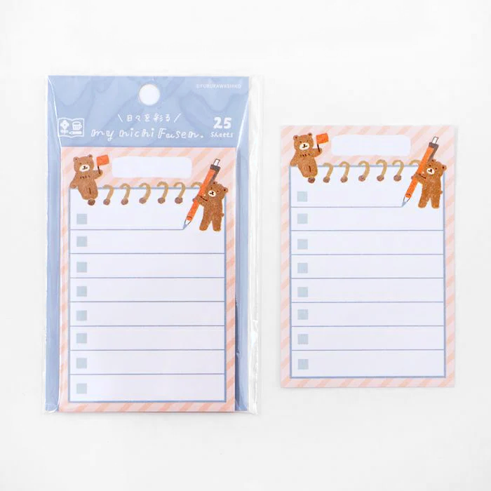 Furukawashiko My Michi Fusen Sticky Notes - Bear Helpers' To Do List ...