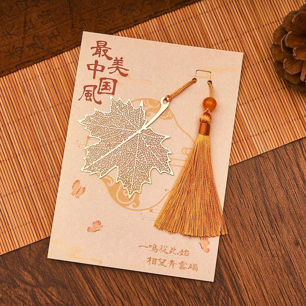 Golden Autumn Leaf Bookmark