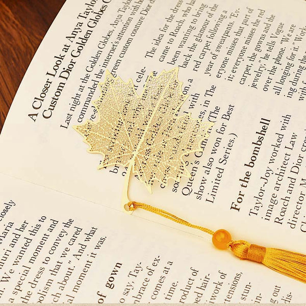 Golden Autumn Leaf Bookmark