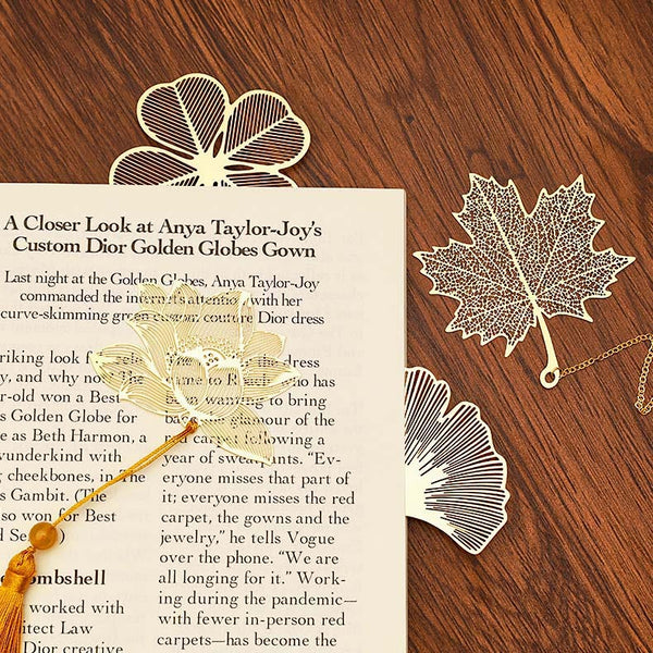 Golden Autumn Leaf Bookmark