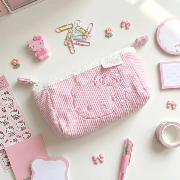 Hello Kitty Corduroy Cosmetic Pouch