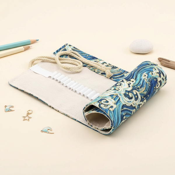 Hokusai Blue Wave Roll-Up Pencil Case