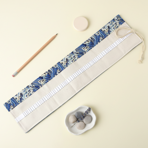Hokusai Blue Wave Roll-Up Pencil Case