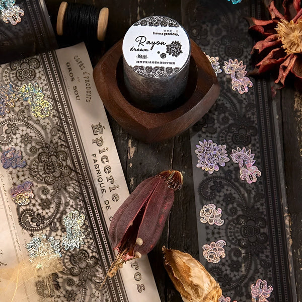 Holo Lace Pattern Clear Washi Tape