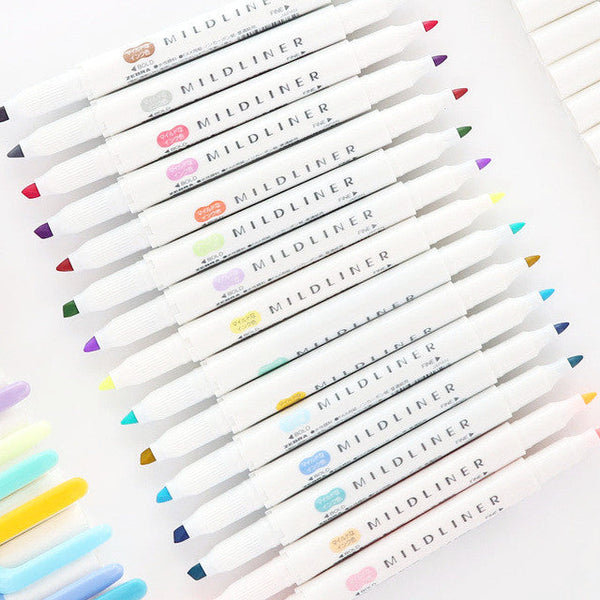 Zebra Mildliner Double Sided Highlighters - 5 Pastel Color Set