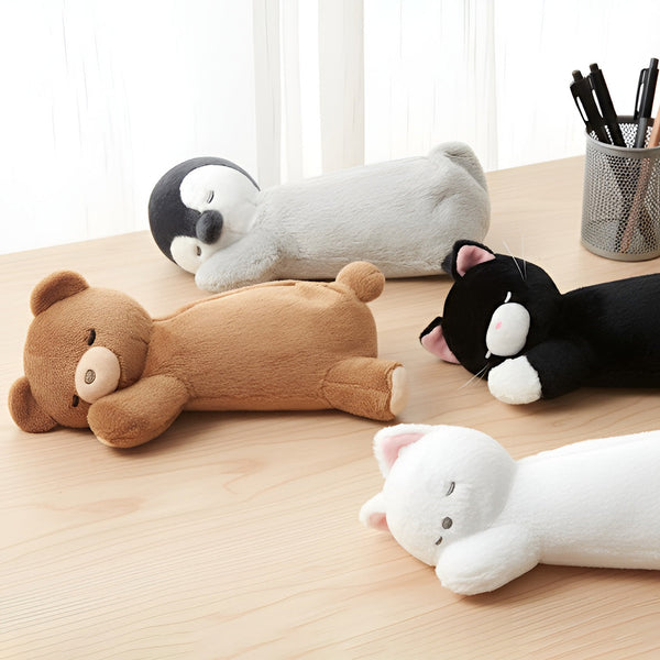Kamio Japan Sleepy Critters Plush Pencil Case