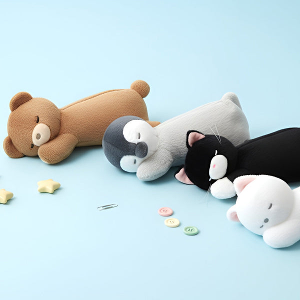 Kamio Japan Sleepy Critters Plush Pencil Case