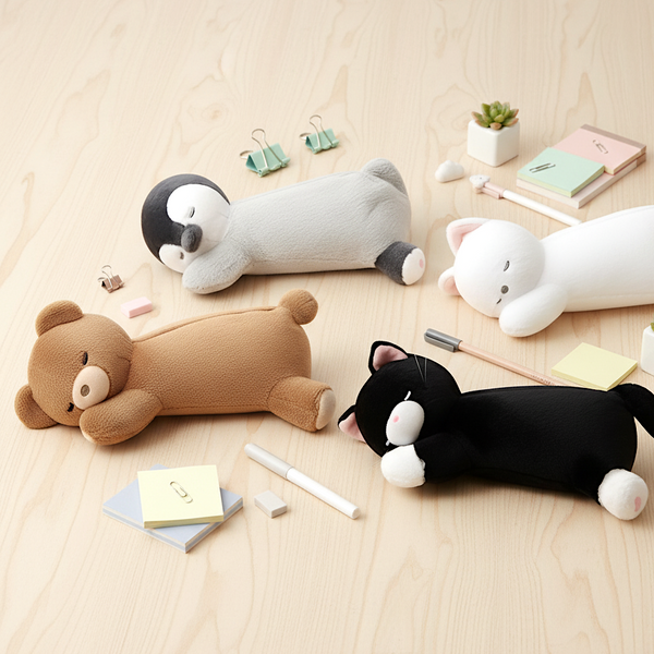 Kamio Japan Sleepy Critters Plush Pencil Case